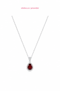 Rosalie Garnet Necklace | Pear Cut Halo Pendant
