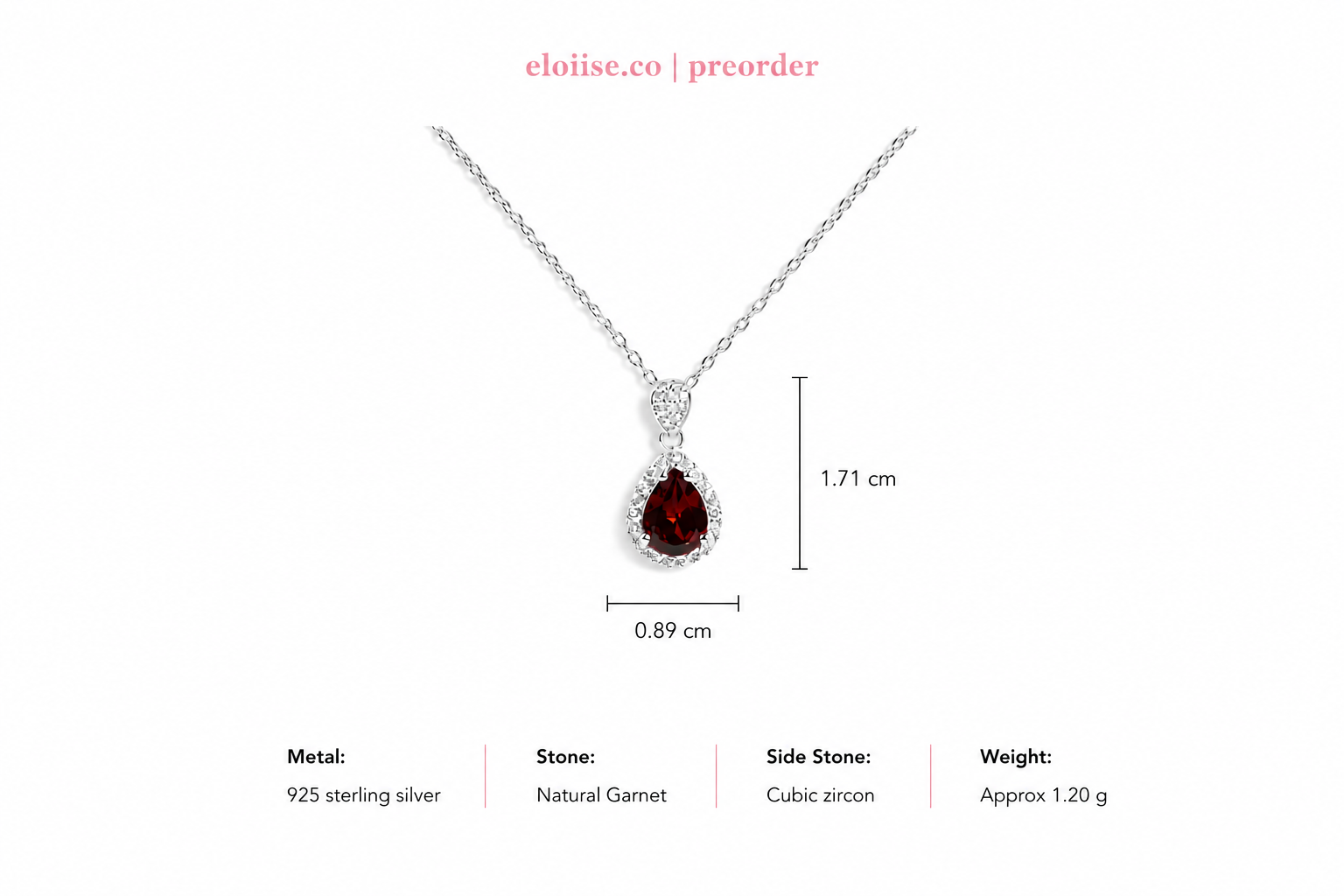 Rosalie Garnet Necklace | Pear Cut Halo Pendant